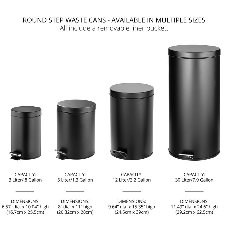 mDesign Pedal Bin — Metal Waste Bin with Pedal, Lid