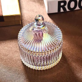 YILUSHENGHUA Colorful Glass Jar With Lid,Candy Cookie Jars,Jewelry Box,Buffet Jar Biscuit Containers Food Storage,Decorative Jar(Dazzling Colors)