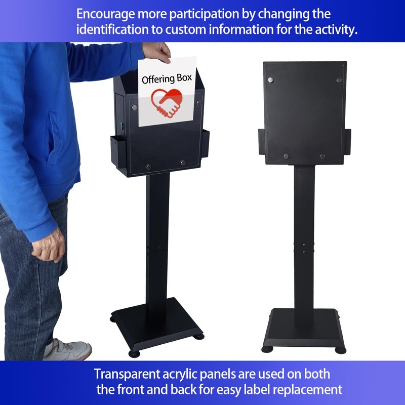 Suggestion Box with Stand, Heavy Duty Metal Locking Donation Ballot
