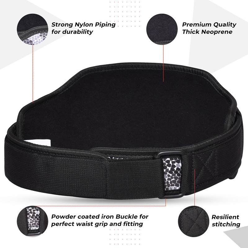 AQF Weight Lifting Belt Back Support Contoured 5.5 Inch Neoprene