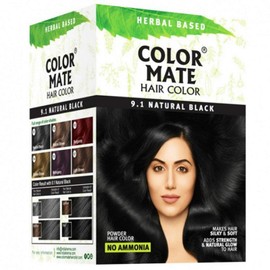 Color Mate No Ammonia Hair Color (10 Sachets of 15g each) Net 150g (9.1 Natural Black)