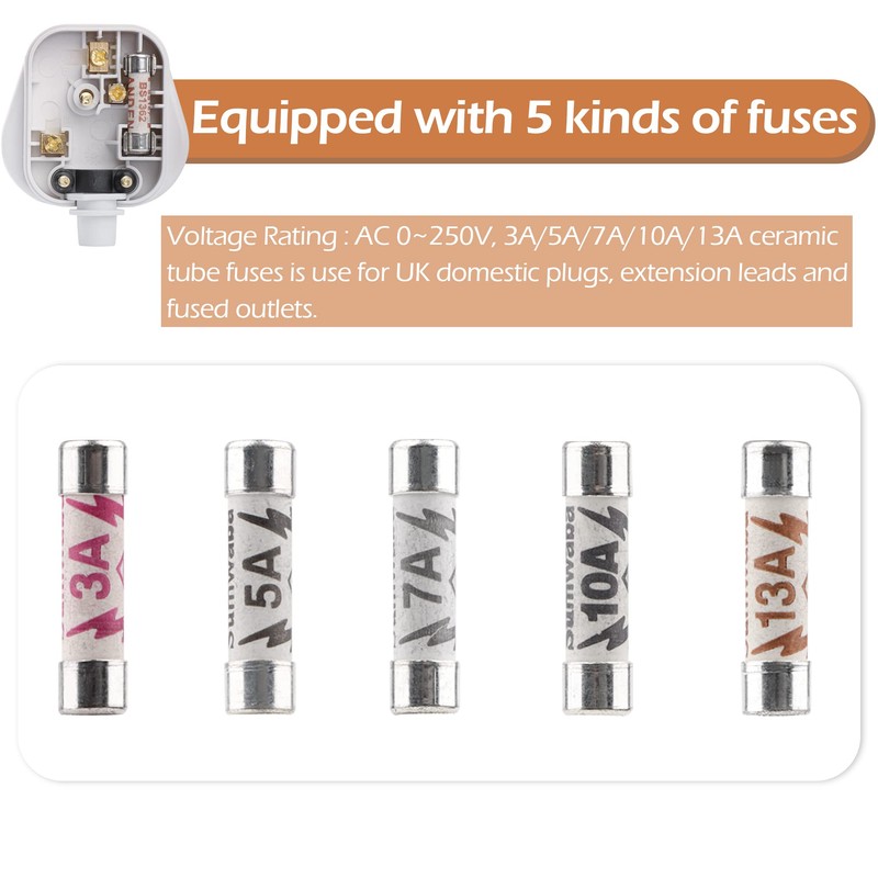 2 Pack 3 Pin Plug UK 13 Amp Plugs Fused