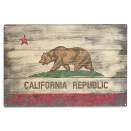 Lantern Press 10x15 Inch Wood Sign, Ready to Hang Wall Decor, Rustic California State Flag