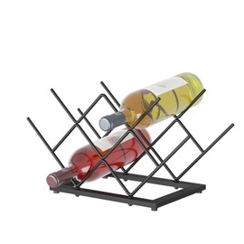 KOKSTOP Wine Rack Countertop, Black Metal Wine Bottle Organizer for Home Bar, Kitchen, Cabinet, Pantry, Tabletop Wine Racks for Cup and Water Bottle –7 Bottles Wine Storage Capacity.