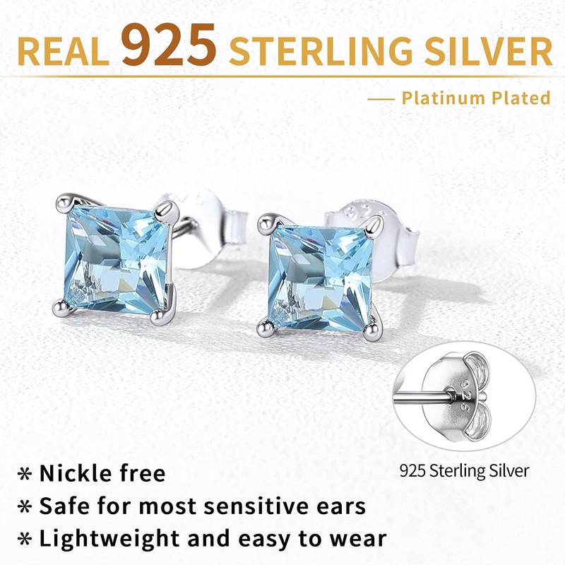 ChicSilver March Birthstone Earrings for Women 925 Sterling Silver Small