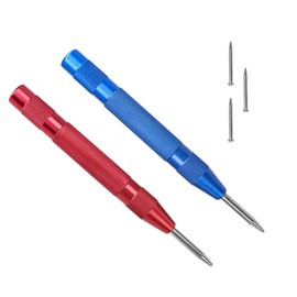 LINTRA Pack of 2 Automatic Centre Punches, 130 mm Automatic Centre Punch, Spring Mechanism Automatic Centre Punch with 3 Replacement Heads, for Glass, Metal, Wood