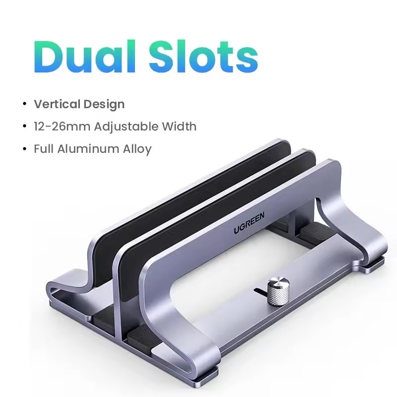UGREEN Vertical Laptop Stand Aluminum Alloy Adjustable Holder for Desk