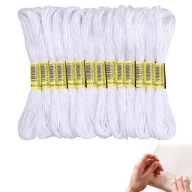 DONFORTLY Filo Ricamato Bianco 24 Pezzi, Set di Cotone e Fibra Resistente per Punto Croce, Ricamo, Braccialetti dell’Amicizia e progetti creativi Fai-da-Te Artigianali