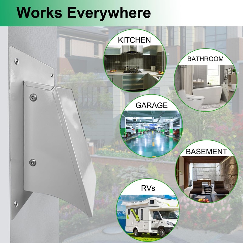 8 Inch White Dryer Vent Cover Outside - Heavy Duty