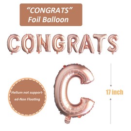Tellpet Graduation banner Congrats Balloons Rose Gold For Graduation Party Decorations Decor, 17 inch