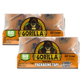 Gorilla Tough & Wide Packing Tape, Clear Tape, 2.83" x 30 yd, 2 Rolls (Pack of 2) - For Moving, Shipping and Storage