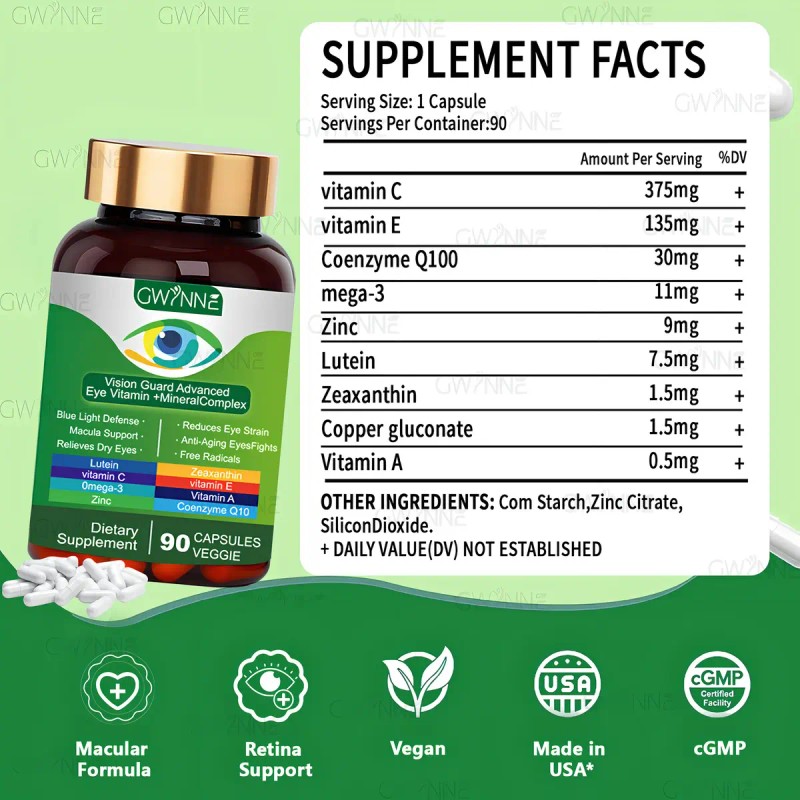 Suplemento Nutricional Gwynne Luteína Zinc Vitaminas Salud Macular Ojo Seco