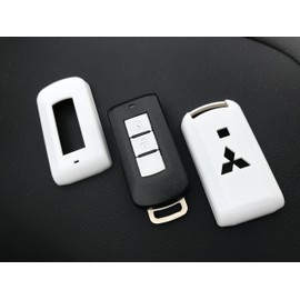 HIGH GLOSS HARD PLASTIC ABS SHELL CASE COVER FOR 2/3 BUTTON SMART KEY FOB REMOTE MITSUBISHI LANCER OUTLANDER ASX L200 BARBARIAN WARRIOR SUV PICK UP TRUCK 2012 2013 2014 2015 2016 2017 (GLOSS WHITE)