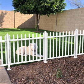 ECOOPTS 36" H x 84" W Vinyl Picket Fence Panels White Decorative Fence for Garden Patio Yard Pool Walkways (20 Pickets, Straight)