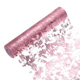 sourcing map Pink Table Runner Roll 11.4" x 45 Feet Sequin Foil Metallic Mesh Table Runner Decor Table Decorations for Wedding, Birthday Party, Christmas, New Year