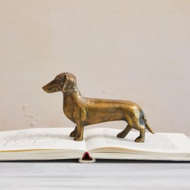 Creative Co-Op Antique Cast Aluminum Dachshund Accent Decor, Brass