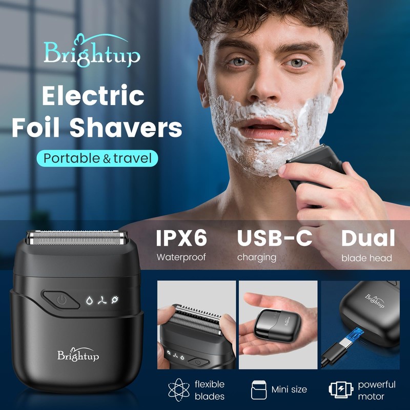 Brightup Electric Foil Shavers for Men, Mini Electric Razor for