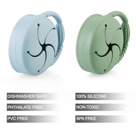 PandaEar 2 Pack Baby Food Pouches & 2 Pack Snack Containers, Reusable Silicone Squeeze Pouches & Collapsible Toddler Snack Cups for Toddler Kids -Blue&Green