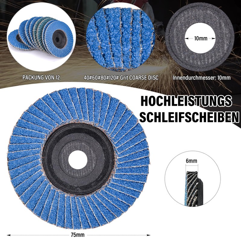 HATANSE Pack of 12 Serrated Discs Diameter 76 mm x