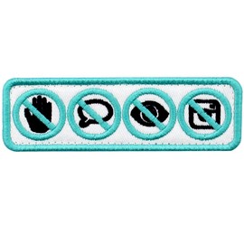 Service Dog No Touch No Talk No Stare No Photo Sign Vests/Harnesses Emblem Embroidered Fastener Hook & Loop Patch, Blue & Black