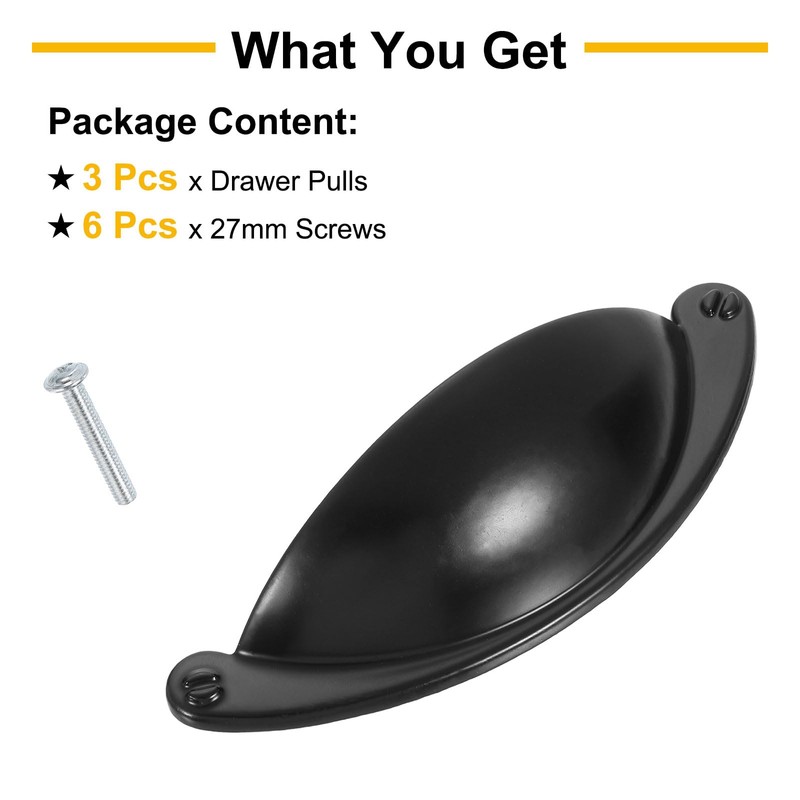 sourcing map Drawer Pulls, 3Pcs 2-1/2" - Zinc Alloy Cup