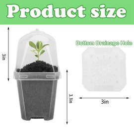 EBaokuup 10PCS Clear Plant Nursery Pots with Humidity Dome - 3" Plastic Gardening Pot with Labels, Durable Plastic Plant Container for Seedlings/Vegetables/Succulents/Cuttings