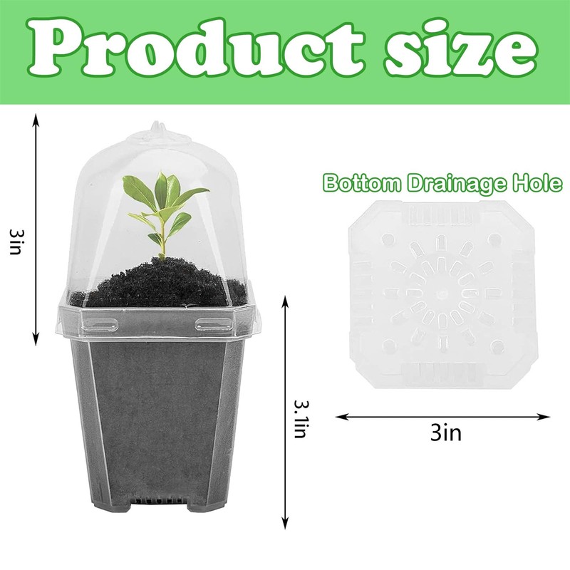 EBaokuup 10PCS Clear Plant Nursery Pots with Humidity Dome -
