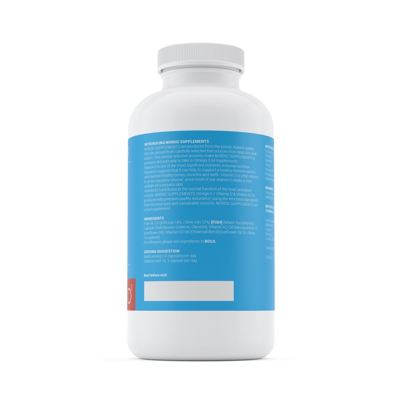 Nordic Supplements Omega 3 Fish Oil 1000mg with Vitamin D