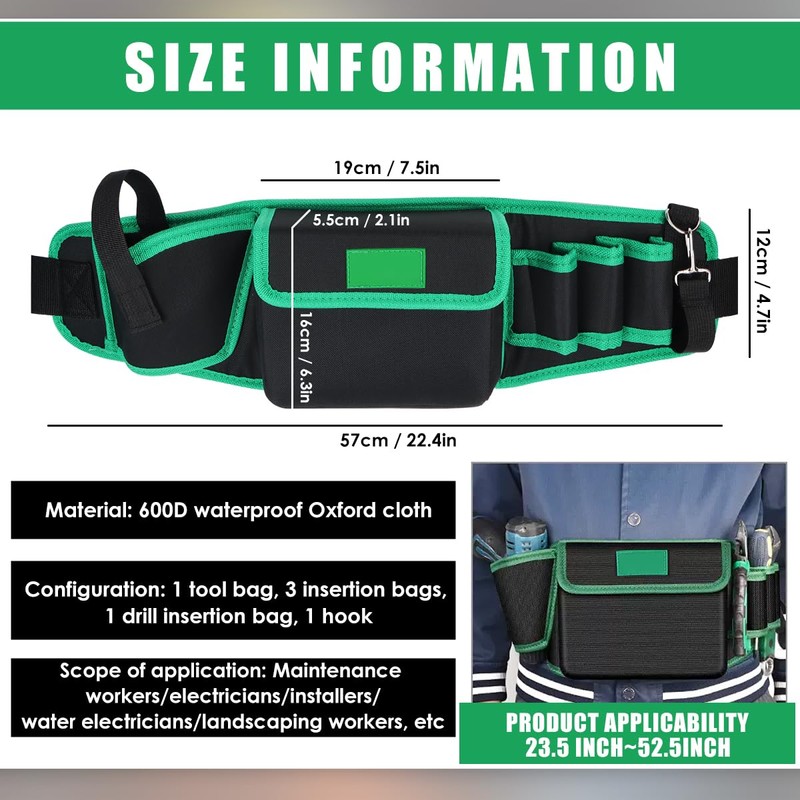 Tool Belt Men's Tool Bag Belt Oxford Fabric Tool Belt