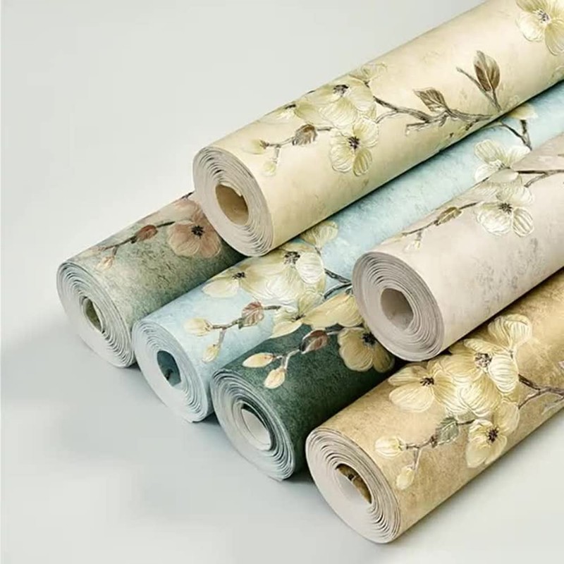 Q QIHANG Country Retro Pastoral Non-Woven Wallpaper, (A Light Yellow)