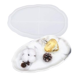 Silicone Large Tray Mold Irregular Oval Coasters Epoxy Resin Casting Mould Kit Art Supplies for Resin Home Office Decor Ideal Gift (Oval)