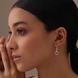 LeCalla 925 Sterling Silver Drop Dangle Earrings | Lightweight Teardrop French Wire Love Heart Drop Earring for Women - 30MM