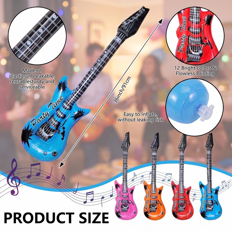 8PCS Inflatable Guitar and Microphone,Inflatable Instruments Kit Adults