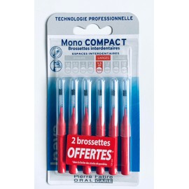 Inava Mono Compact Bürsten, 1,5 mm, große Räume, Rot, 4 Stück + 2 gratis