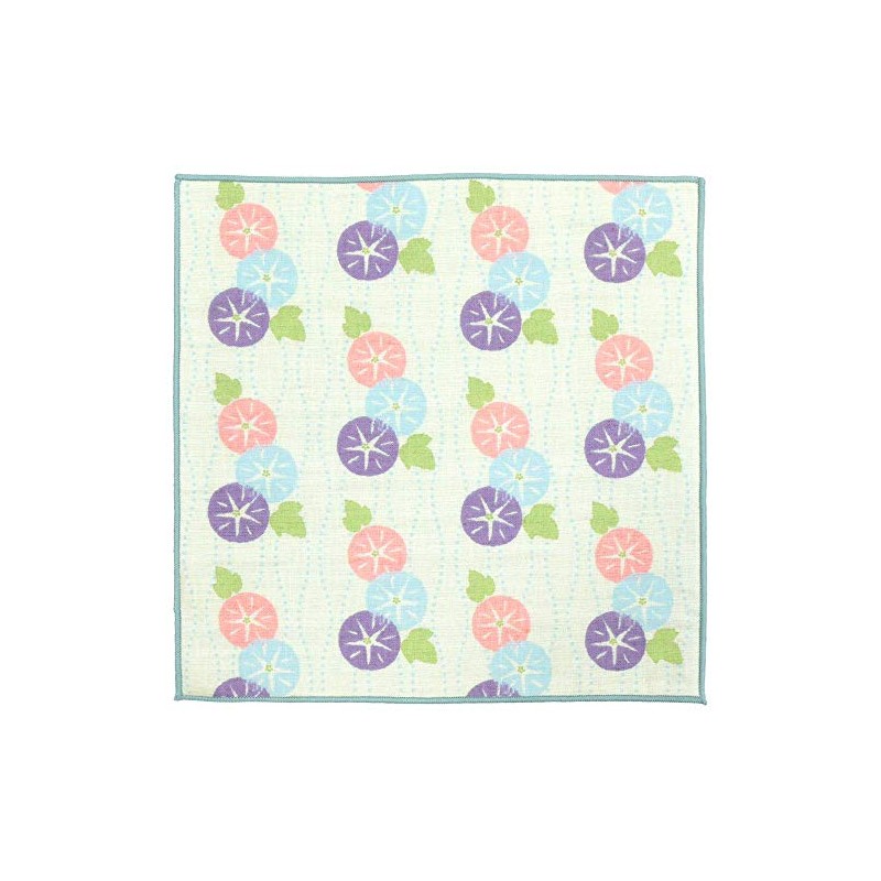Hamamonyo Washed Towel Handkerchief, Tatewaku Morning Glory, Blue