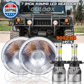 QULOOX 7'' inch LED Headlights Plug & Play Headlamp For Humvee M998 M923 M35a2 Truck