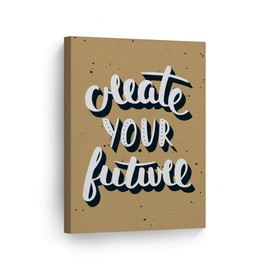 Smile Art Design Create Your Future Modern Hand Lettering Motivational Canvas Wall Art Inspirational Wall Art Entrepreneur Quote Print Modern Office Living Room Decor Artwork Gift Ready to Hang 17x11