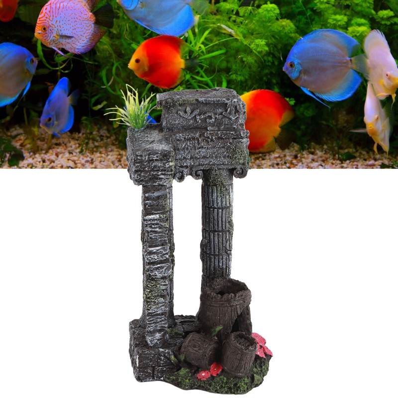 Aquarium Decoration Roman Columns Simulation Reusable Resin Fish Tank Landscape