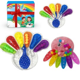 GYsomer Color Sorting Sensory Toys, Fine Motor Skills Toys for Toddlers, Montessori Toy Preschool Learning Activitie, Sensory Activity Toy for Kids 3+ & Adults Octopus and Peacock