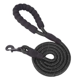 Panykoo 6 FT Strong Dog Leash with Highly Reflective Threads,360° No Tangles and Comfortable Padded Handle,Suitable for Small,Medium and Large Dogs (6FT, Black)