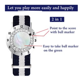E TRUEE Golf Ball Marker with Golf Stroke Score Counter Bracelet, Pearl Crystal Ball Marker, Golf Accessories, Golf Gifts, Golf Counter for Women
