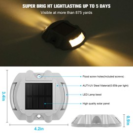 VOLISUN Solar Deck Lights Driveway Dock Lights, 20-Pack Led IP67 Waterproof Outdoor Warning Step Lights for Driveway Sidewalk Garden Pathway Yard(Warm White)