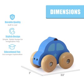 ksminebabe Baby Wooden Toys Car, Kid's Wood Push & Pull Vehicle Montessori Inspired Toy, Infant Wood Cars, Fine Motor Skills Development and Infant Grasping