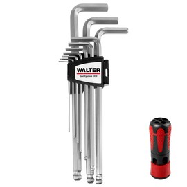 WALTER Ball-End Allen Key Set 11 Pieces - Robust Allen Wrenches from 1.5 to 10 mm, Includes Ergonomic Grip, High Quality Steel (min 52 HRC), Includes Storage Case