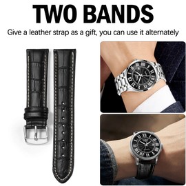 ZUNPAI Watches for Men Automatic Luxury Business Watch Mechanical Classic Roman Number Self-Winding Calendar Waterproof Mens Wrist Watch with Leather Strap Band (Black)