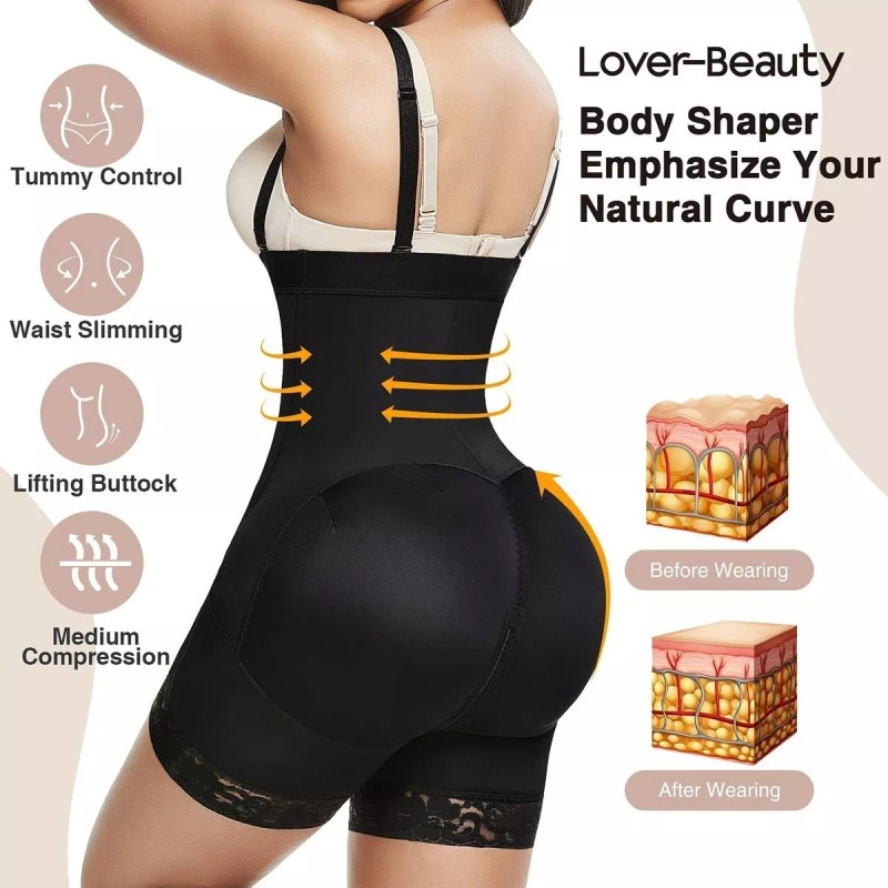 Lefun Fajas Colombianas Body Shaper Cremallera Open Bust Body