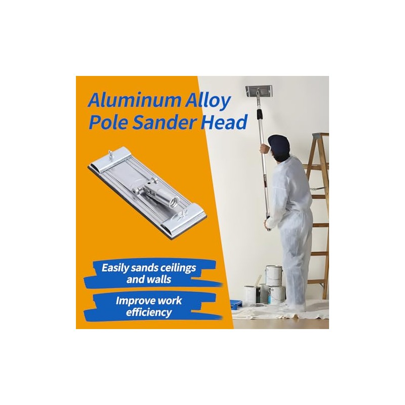 No-flip Pole Sander Head for Hicarer Drywall Featuring Quick Release