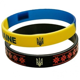 Wiywef 2pcs Ukraine Flag Wristband Silicone Ukraine Bracelets Rubber National Flag Wristband Ukrainian Gifts for Fan Souvenirs