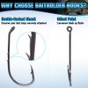 Baitholder Fishing Hooks 100 Pack - Double-Barbed Long Shank for