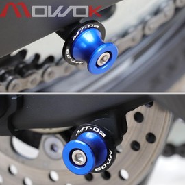 MOWOK Fit For YAMAHA MT-03 MT03 2015 2016 2017 2018 2019 2020 2021 2022 2023 2024 2025 2026 Motorcycle 6MM Swingarm Spools Slider M6 Stand Screws (Blue)